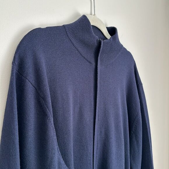 Paul Frederick 100% Wool Men’s Zip Up Sweater Navy Long Sleeve Size L - Picture 3 of 8
